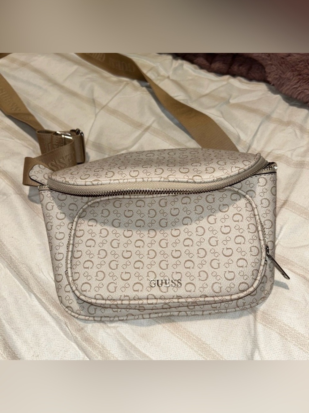 GUESS Beige Monogram Crossbody/Waist Bag